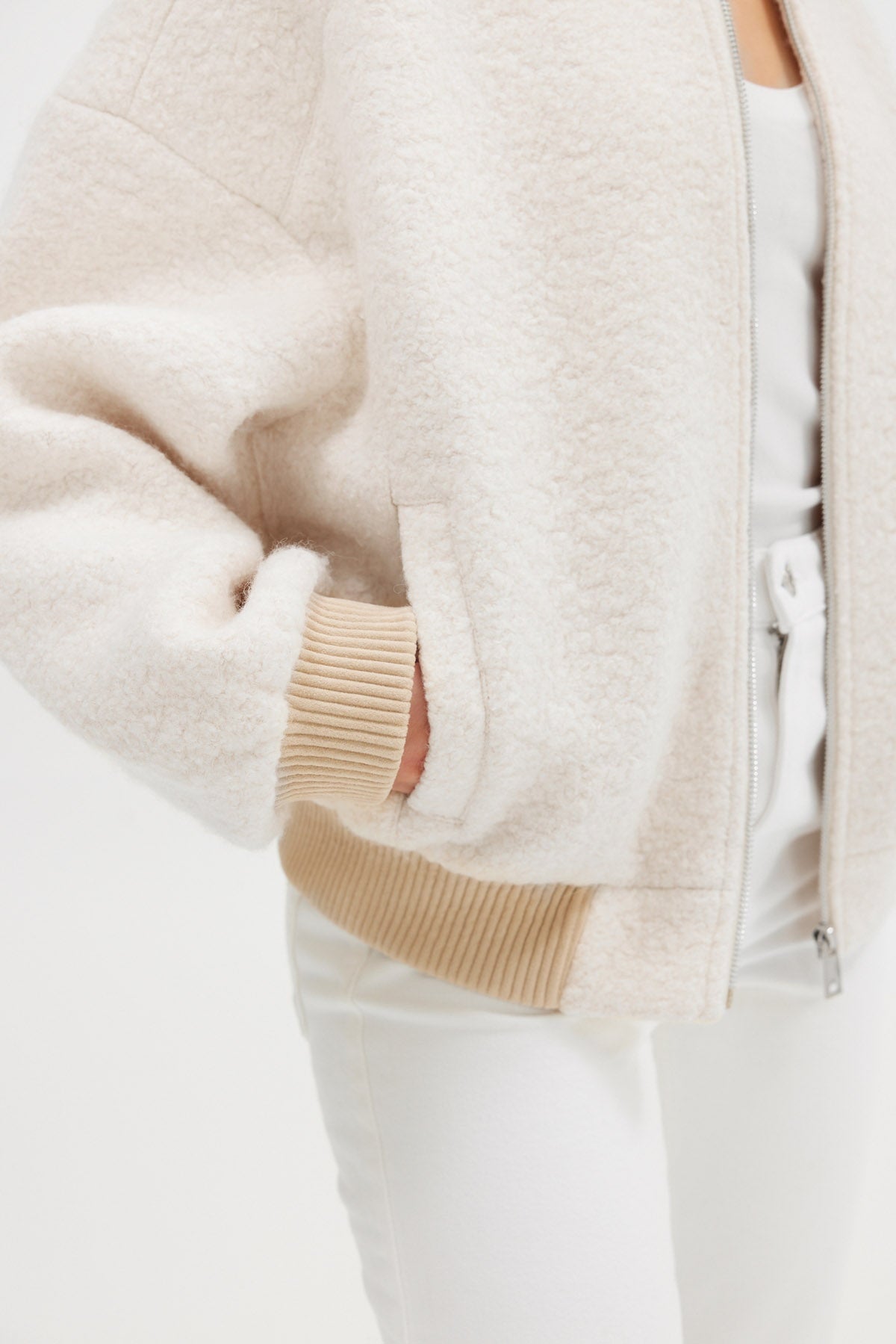 Alanna Boucle Bomber - Oatmeal JACKET Bubish Luxe