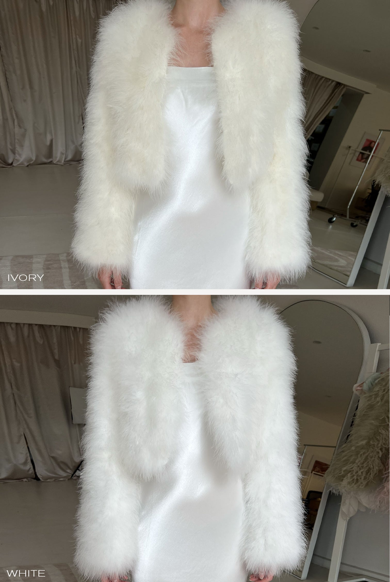 bubish Manhattan Crop Feather Jacket White JACKET