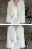 bubish Manhattan Crop Feather Jacket White JACKET