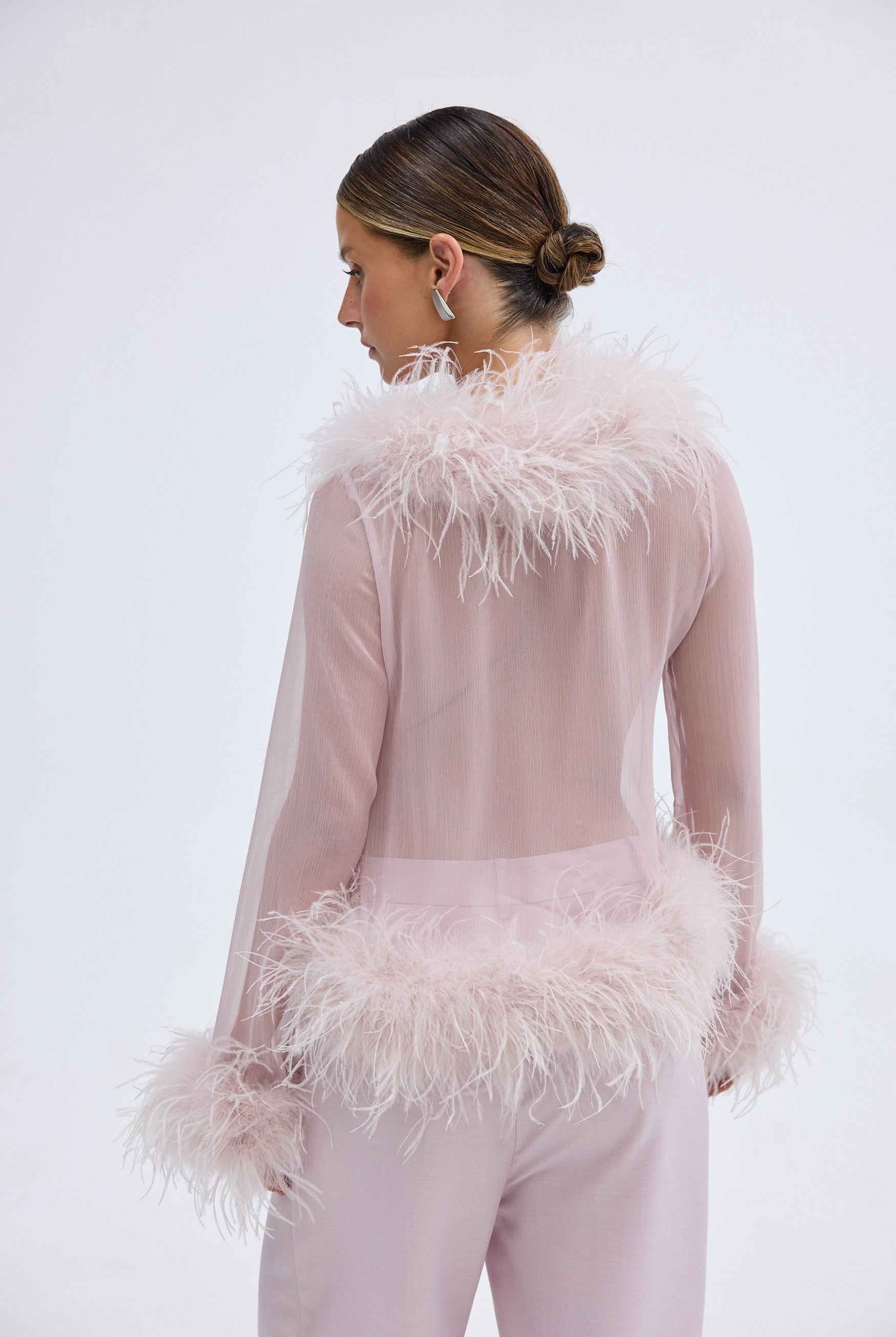 bubish Gigi Sheer Feather Blouse Lilac TOP