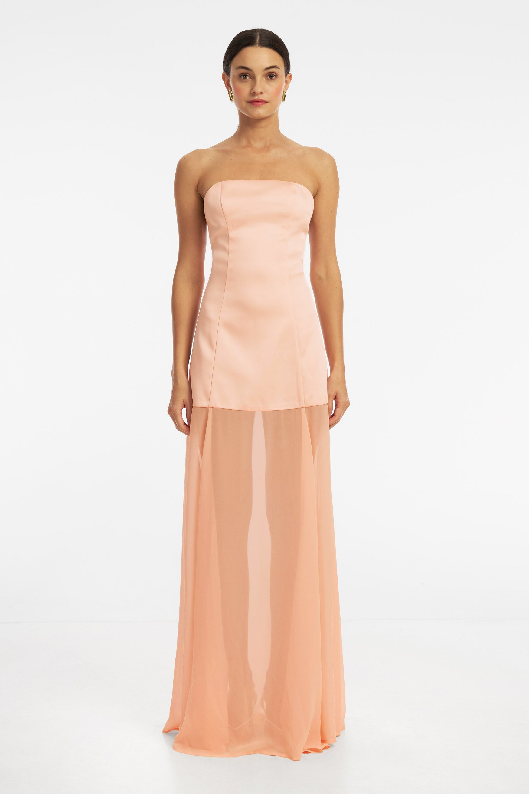 Jasmine Strapless Gown - Peach Pink DRESS Bubish Luxe
