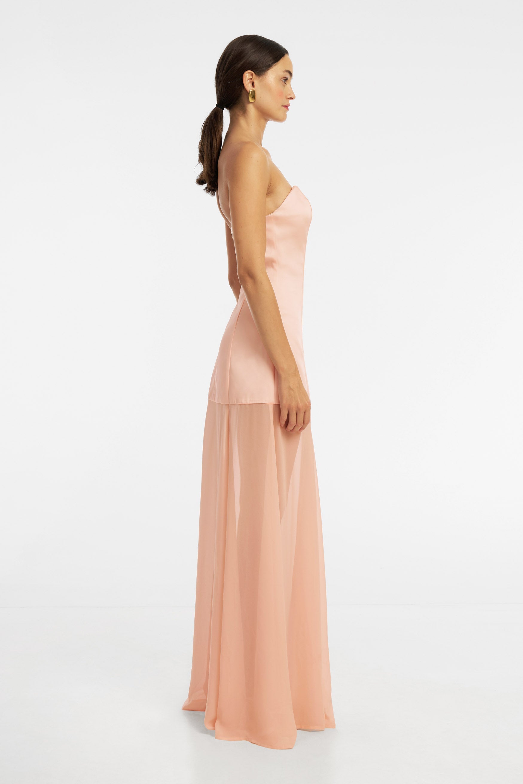 Jasmine Strapless Gown - Peach Pink DRESS Bubish Luxe