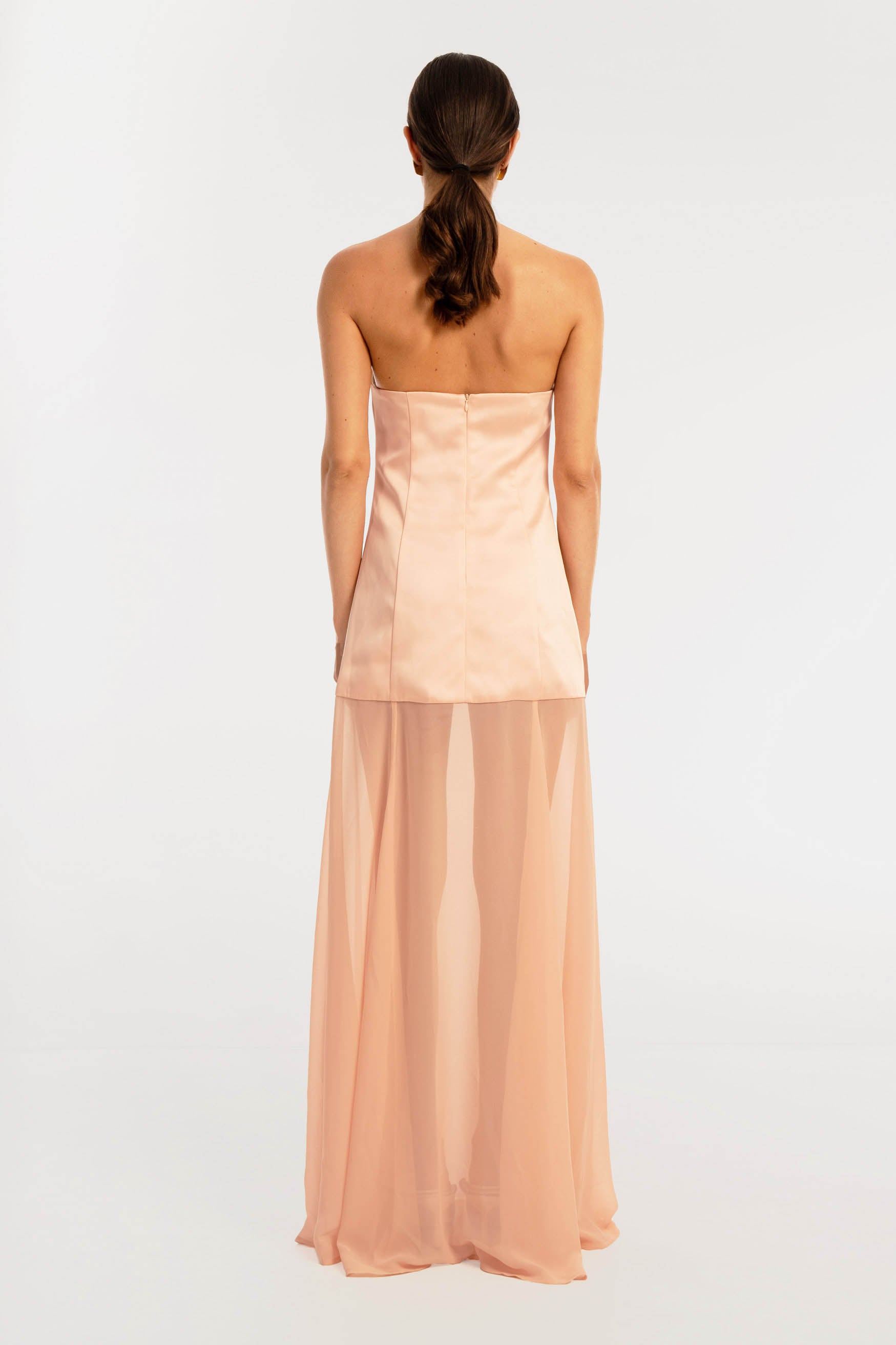 Jasmine Strapless Gown - Peach Pink DRESS Bubish Luxe