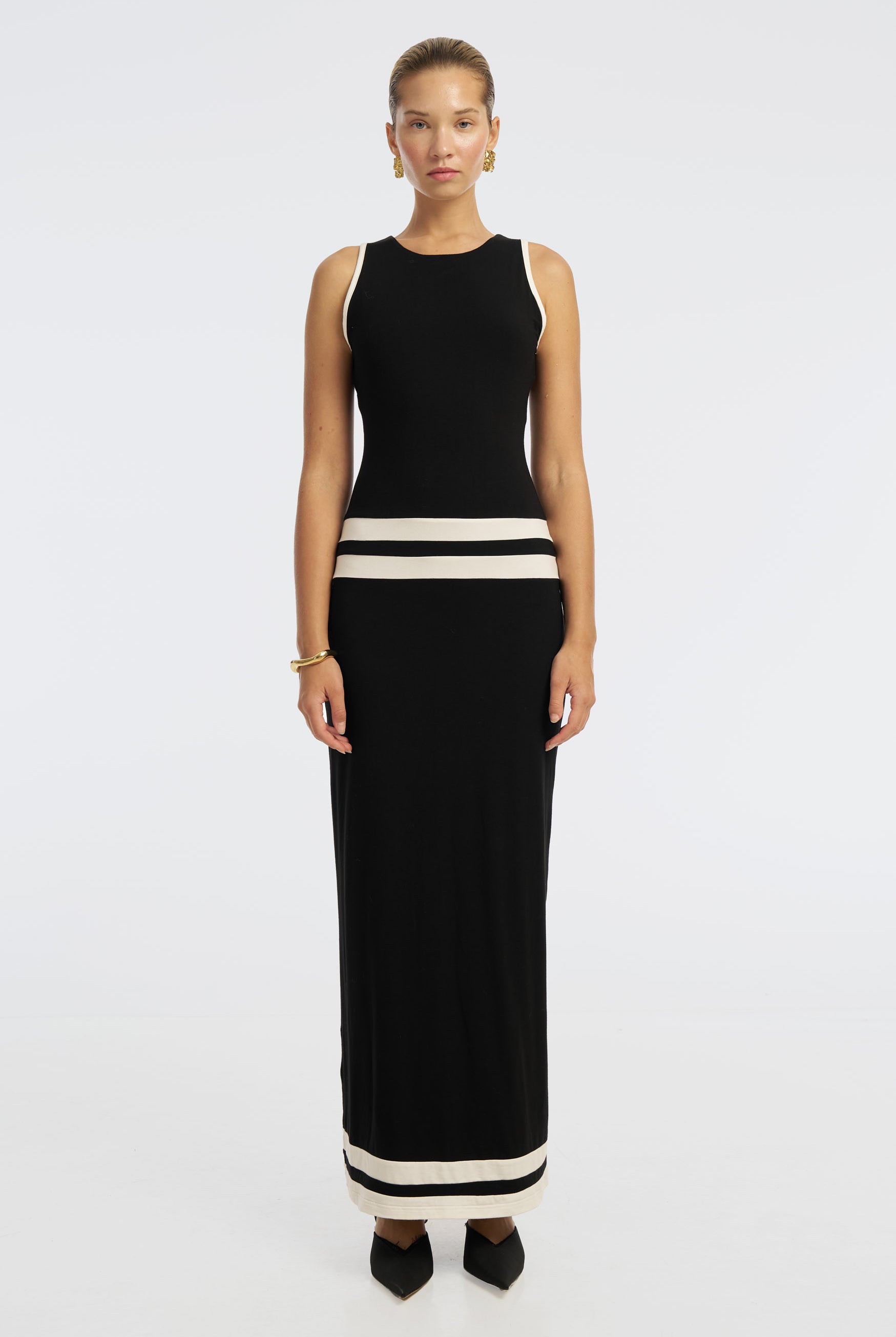 bubish Paloma Jersey Maxi Dress Black/White DRESS