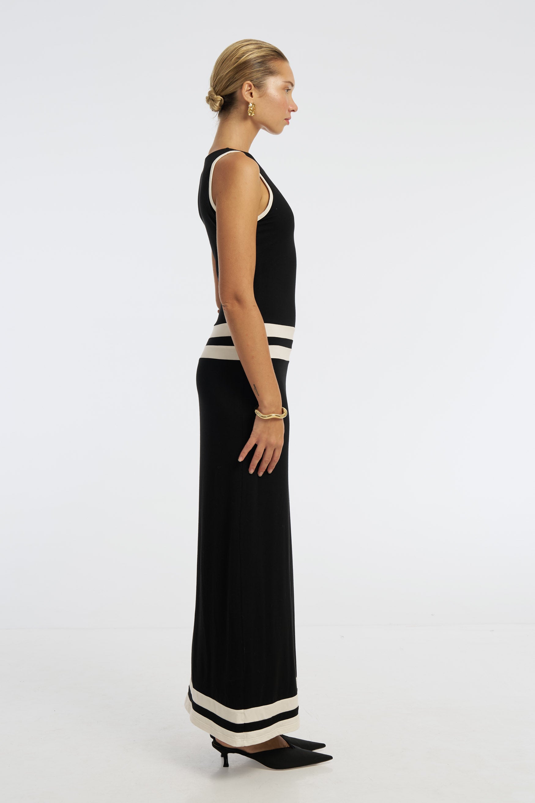 bubish Paloma Jersey Maxi Dress Black/White DRESS