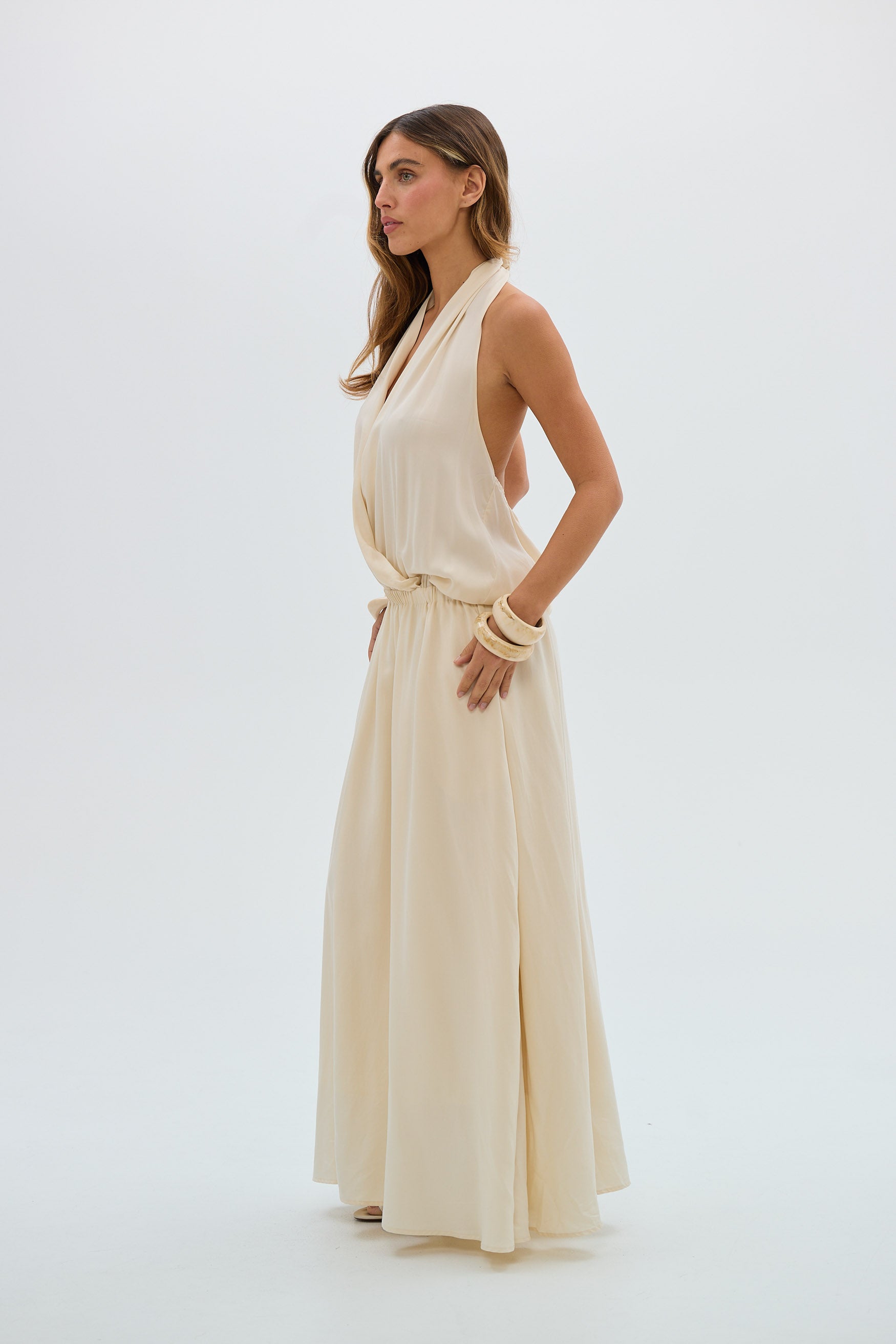 bubish Grecian Maxi Dress Ivory DRESS