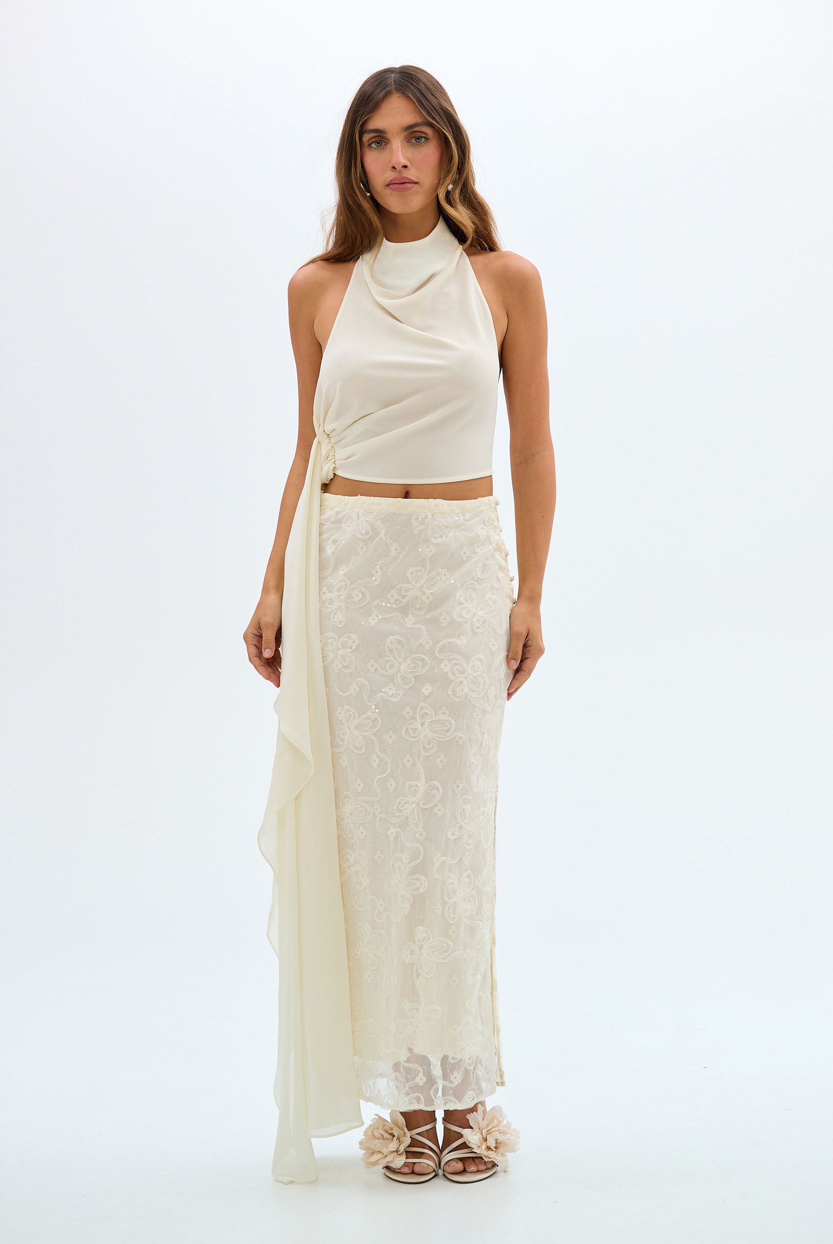 bubish Hailey Cowl Neck Top Ivory TOP