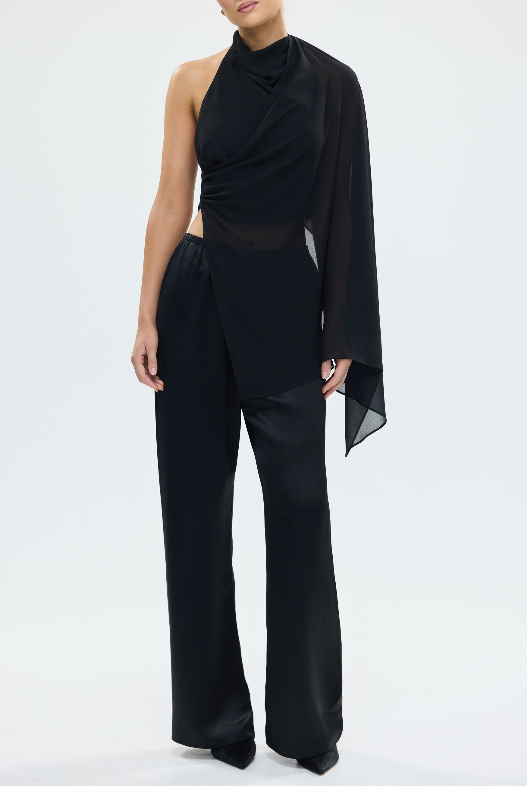 Hailey Cowl Neck Top Black PARTY OUTFIT & PARTY SETS bubish