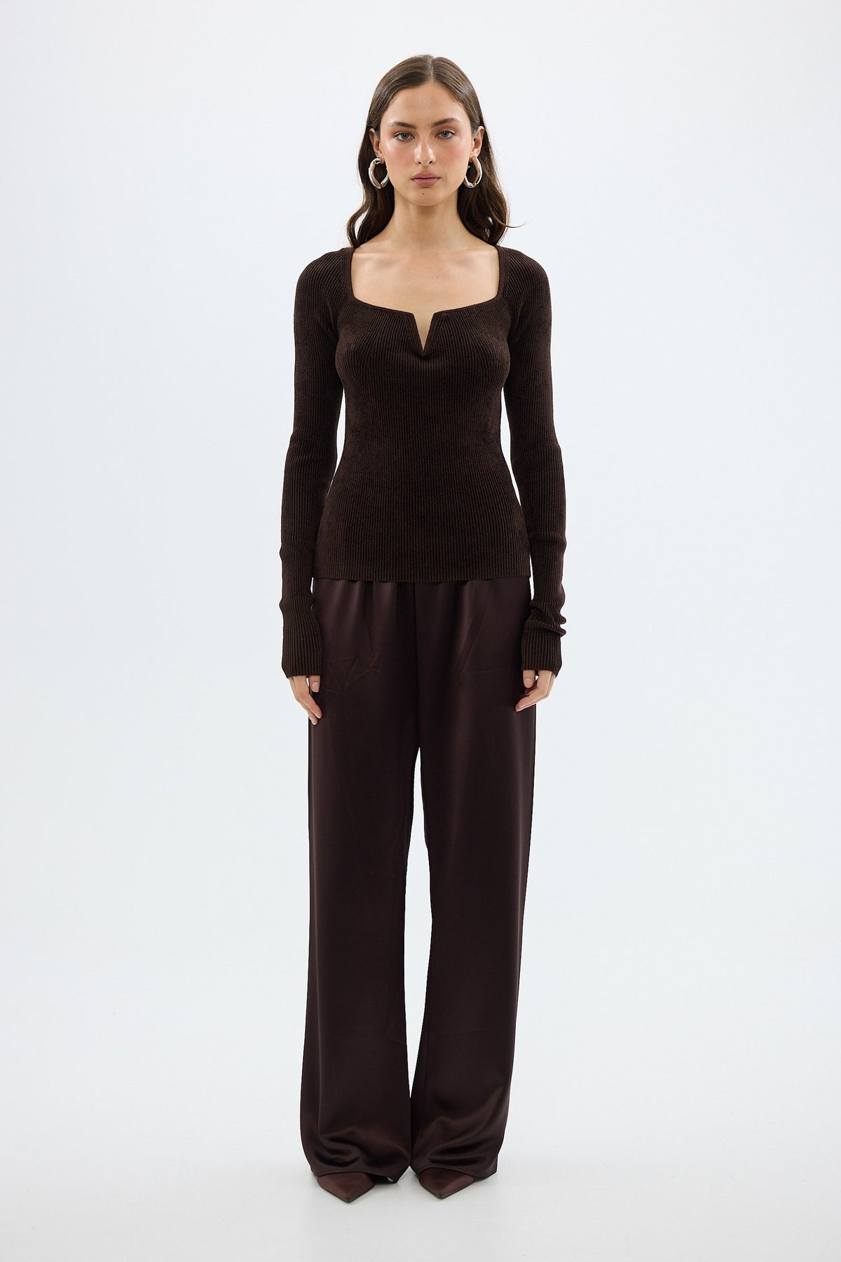 bubish Hazel Velour Long Sleeve Top Chocolate LONG SLEEVE TOP