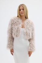 bubish Manhattan Crop Feather Jacket Blush JACKET