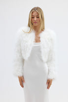 bubish Manhattan Crop Feather Jacket White JACKET