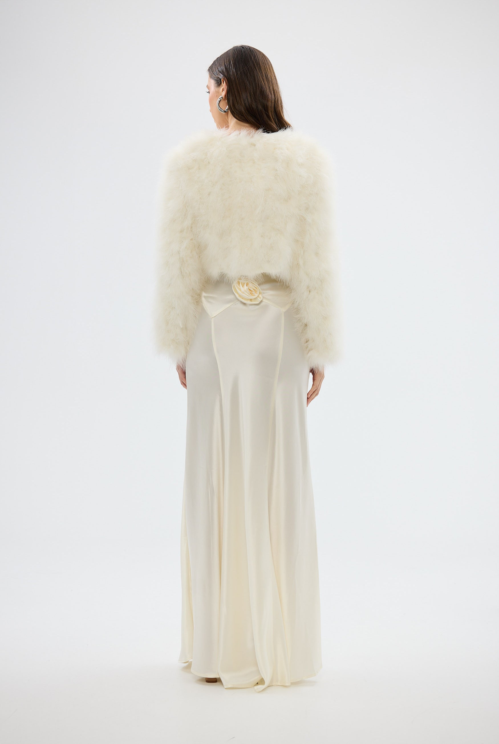 bubish Manhattan Crop Feather Jacket Ivory JACKET