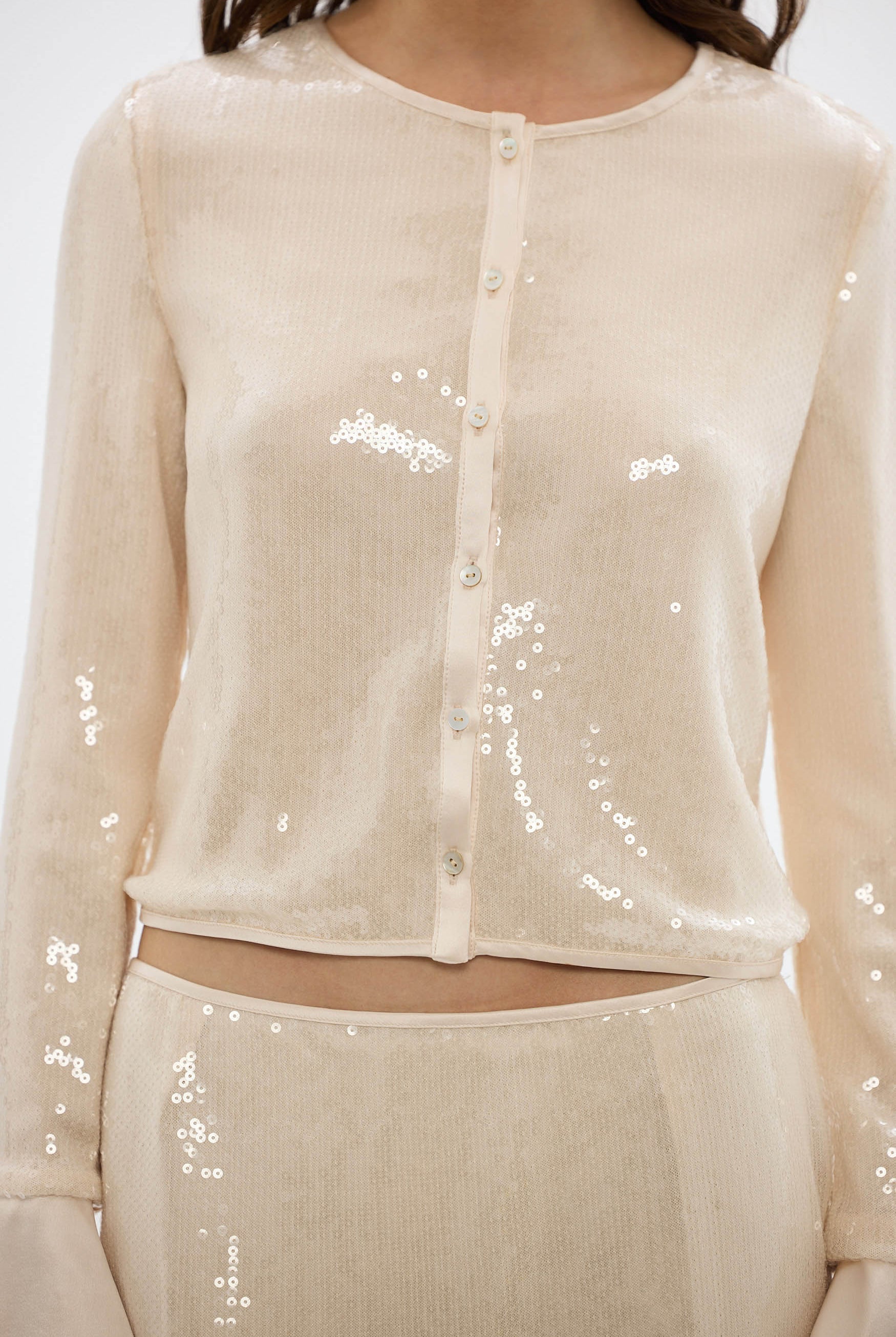 bubish Nadine Sequin Top Pale Pink PARTY TOP