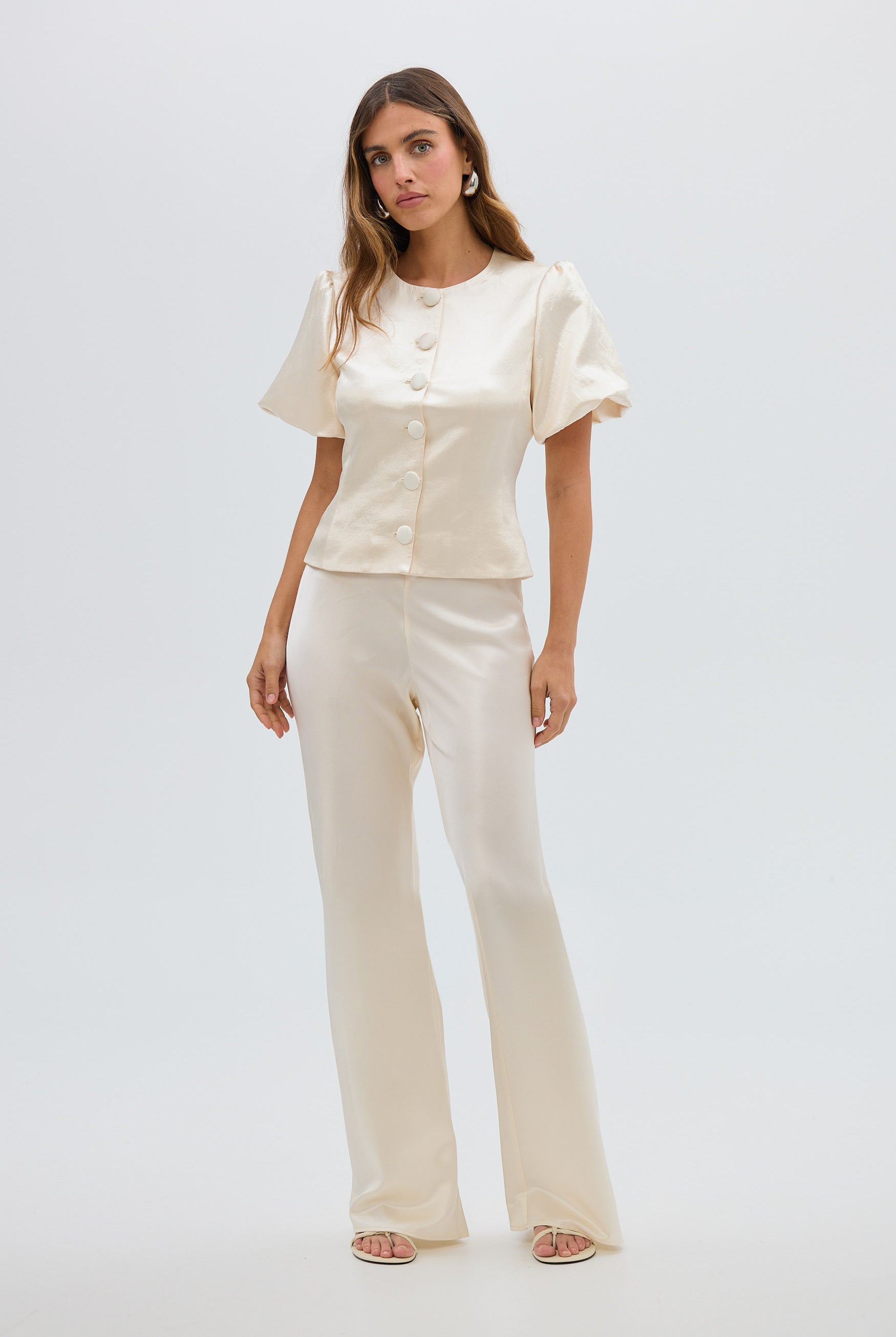 bubish Poppy Bubble Sleeve Blouse Ivory TOP