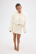 bubish Manhattan Crop Feather Jacket Ivory JACKET
