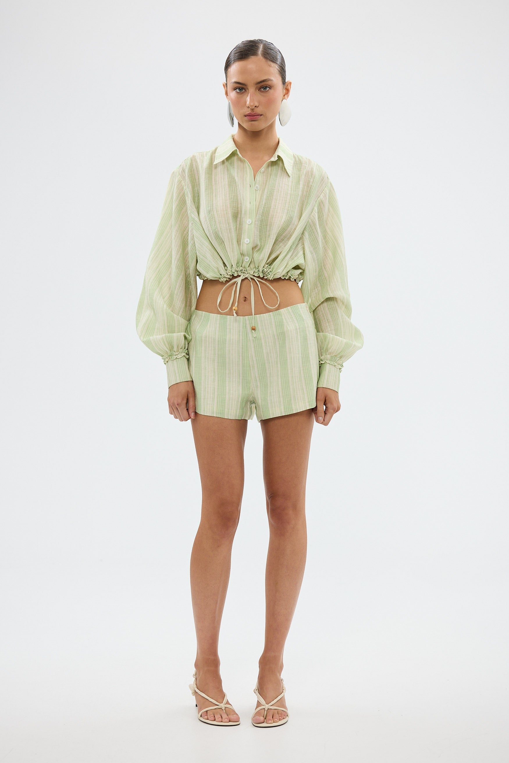 bubish Estelle Cropped Shirt - Green Stripe CROPPED SHIRT