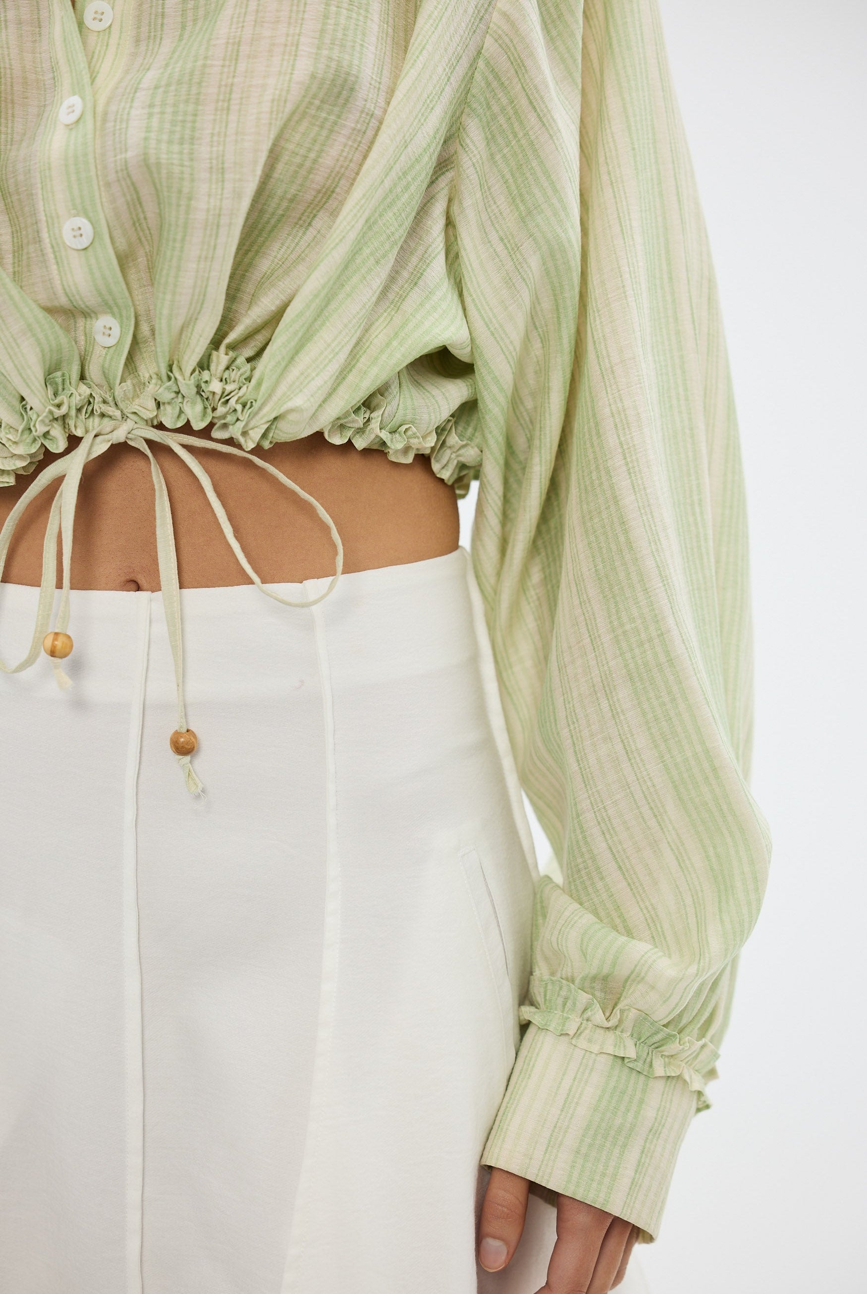 bubish Estelle Cropped Shirt - Green Stripe CROPPED SHIRT
