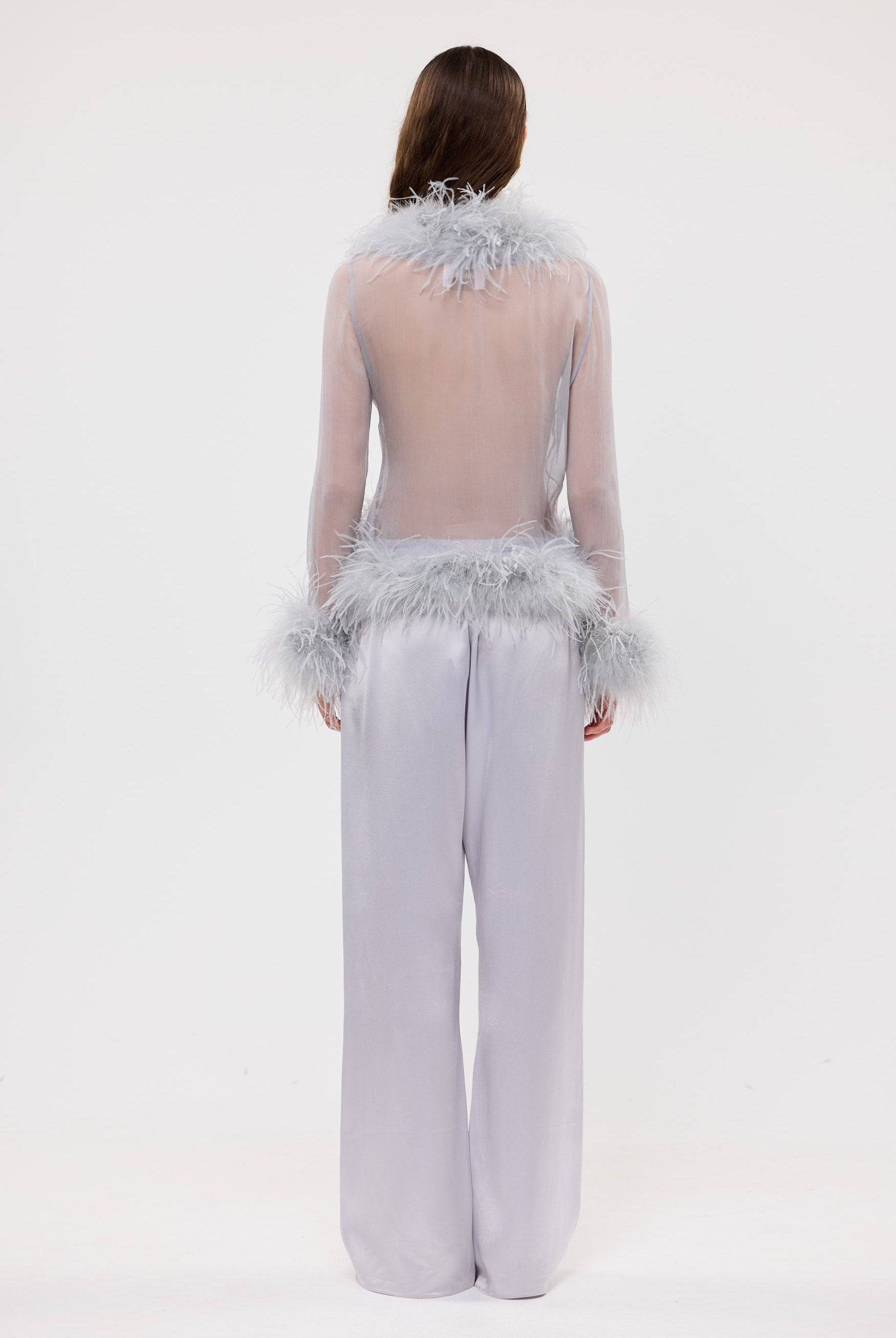 bubish Gigi Sheer Feather Blouse - Periwinkle TOPS