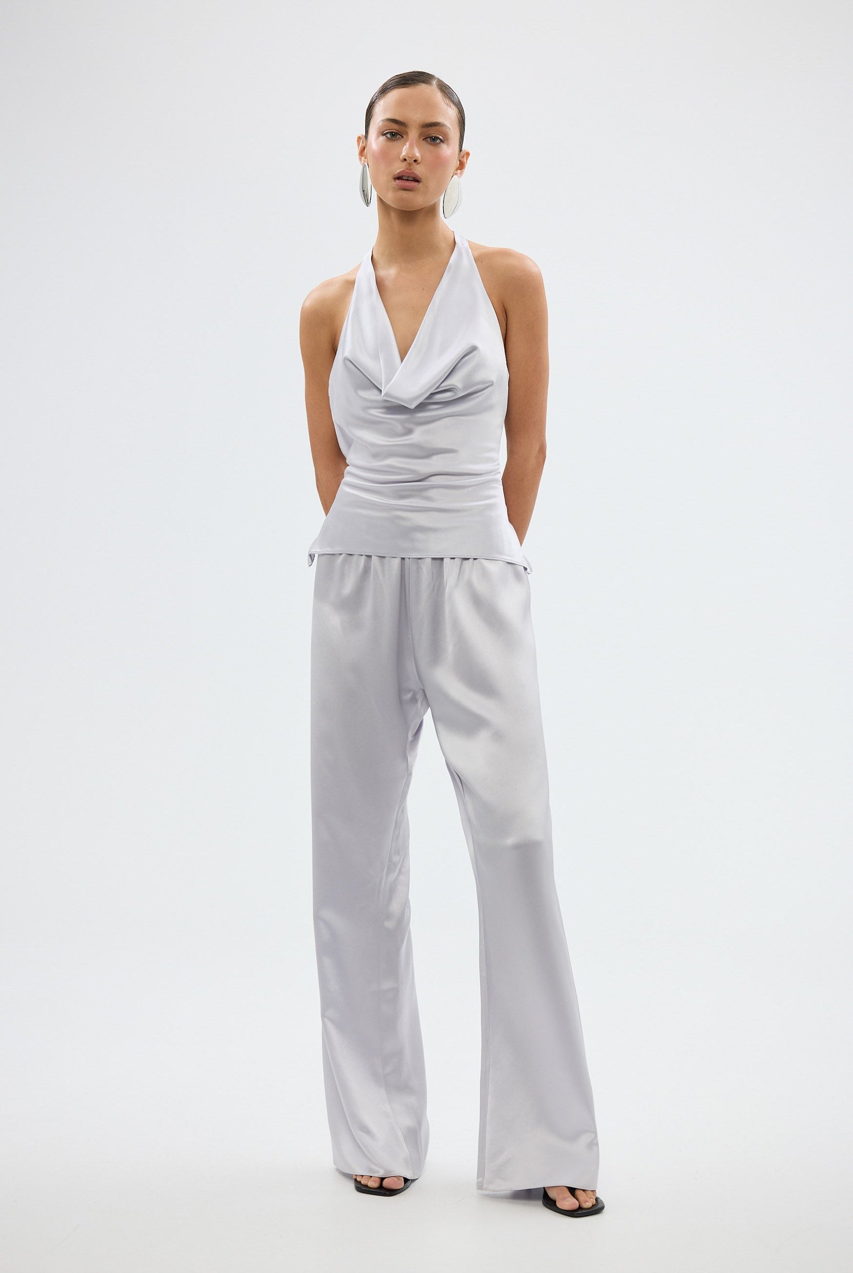 bubish Paige Cowl Neck Top - Silver TOPS