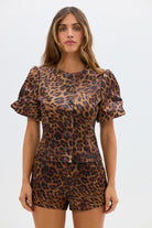 bubish Poppy Bubble Sleeve Blouse - Leopard TOPS