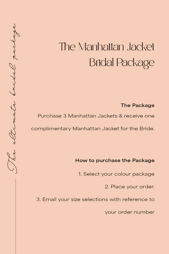 Manhattan Bridal Package - 3 x Jackets + 1 complimentary