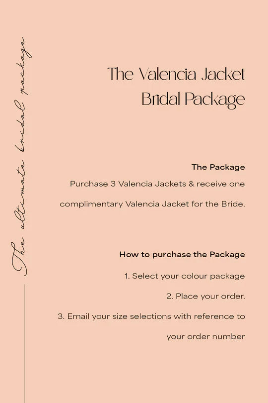 Valencia Bridal Package - 3 x Jackets + 1 complimentary