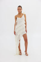 Willow Ruffle Rosette Dress - Ivory DRESS Bubish Luxe