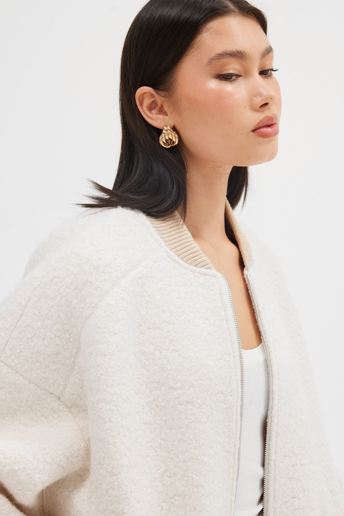 Alanna Boucle Bomber - Oatmeal JACKET Bubish Luxe