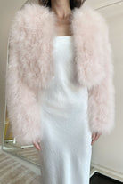 bubish Manhattan Crop Feather Jacket Baby Pink JACKET