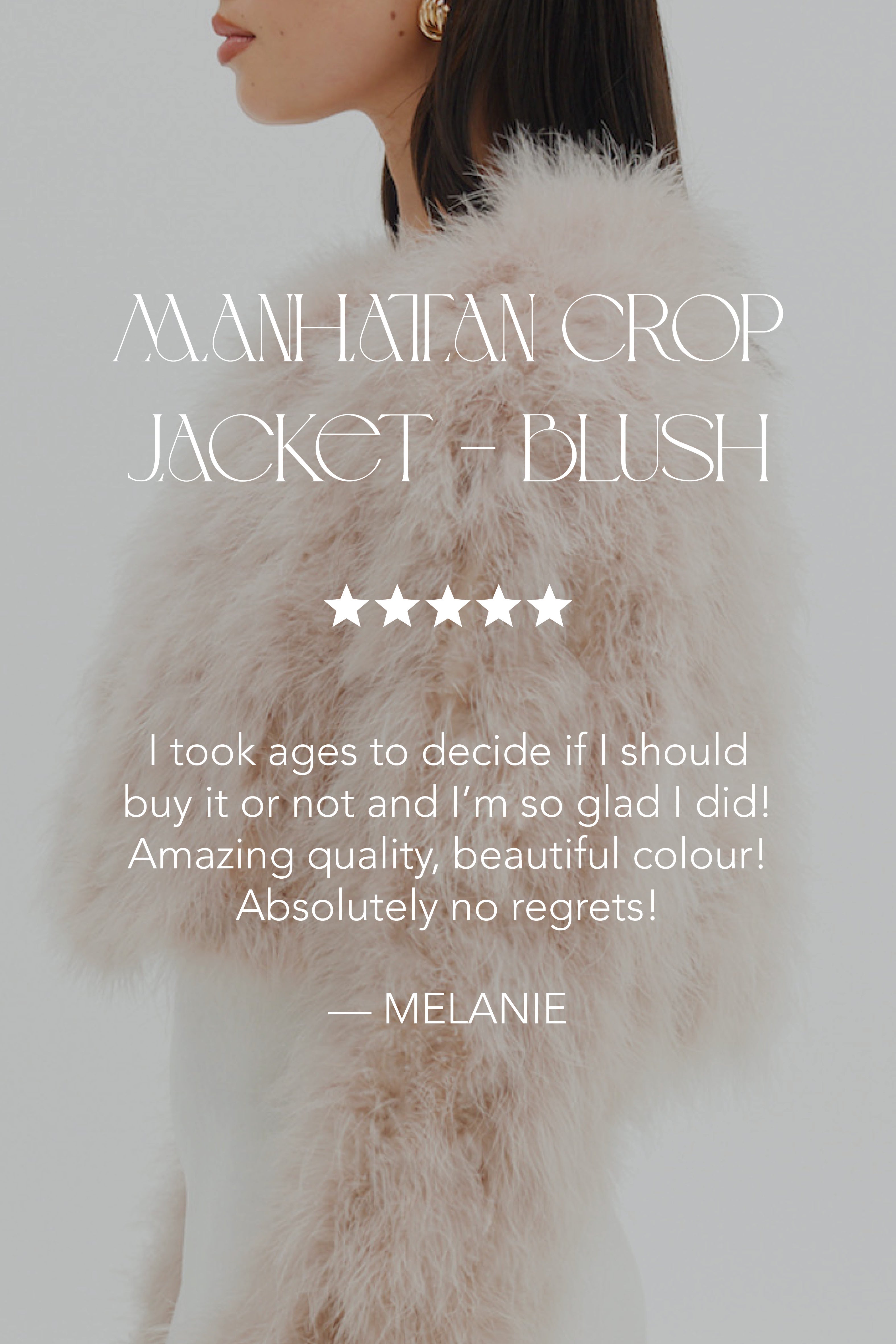 アウターその他 [MATINKIM]matte coating crop blusher in sky Bridal Manhattan Crop Jacket - Blush | FEATHER JACKETS