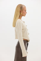 Rosette Knit Cardigan - Oatmeal KNIT CARDIGAN Bubish Luxe