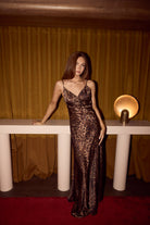 Savannah Rosette Gown - Leopard DRESS Bubish Luxe