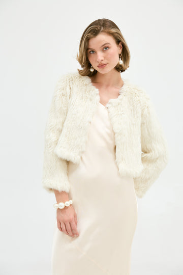 Bridal Lola Crop Jacket - Ivory JACKET Bubish Luxe