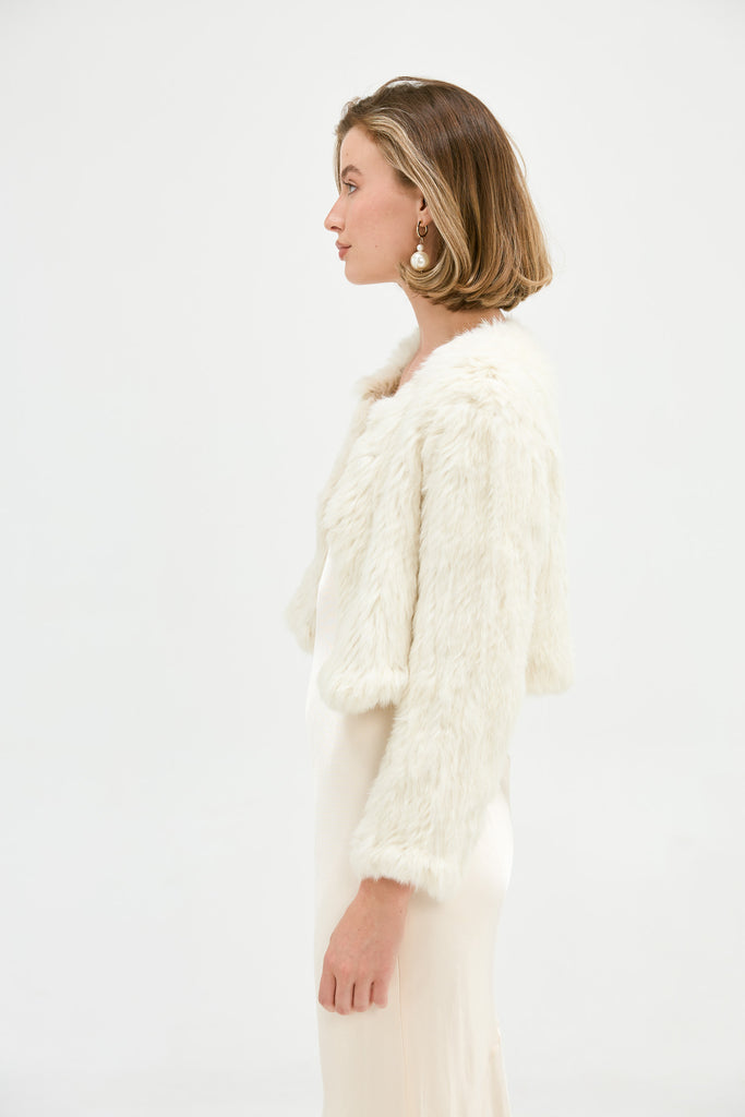 Bridal Lola Crop Jacket - Ivory JACKET Bubish Luxe