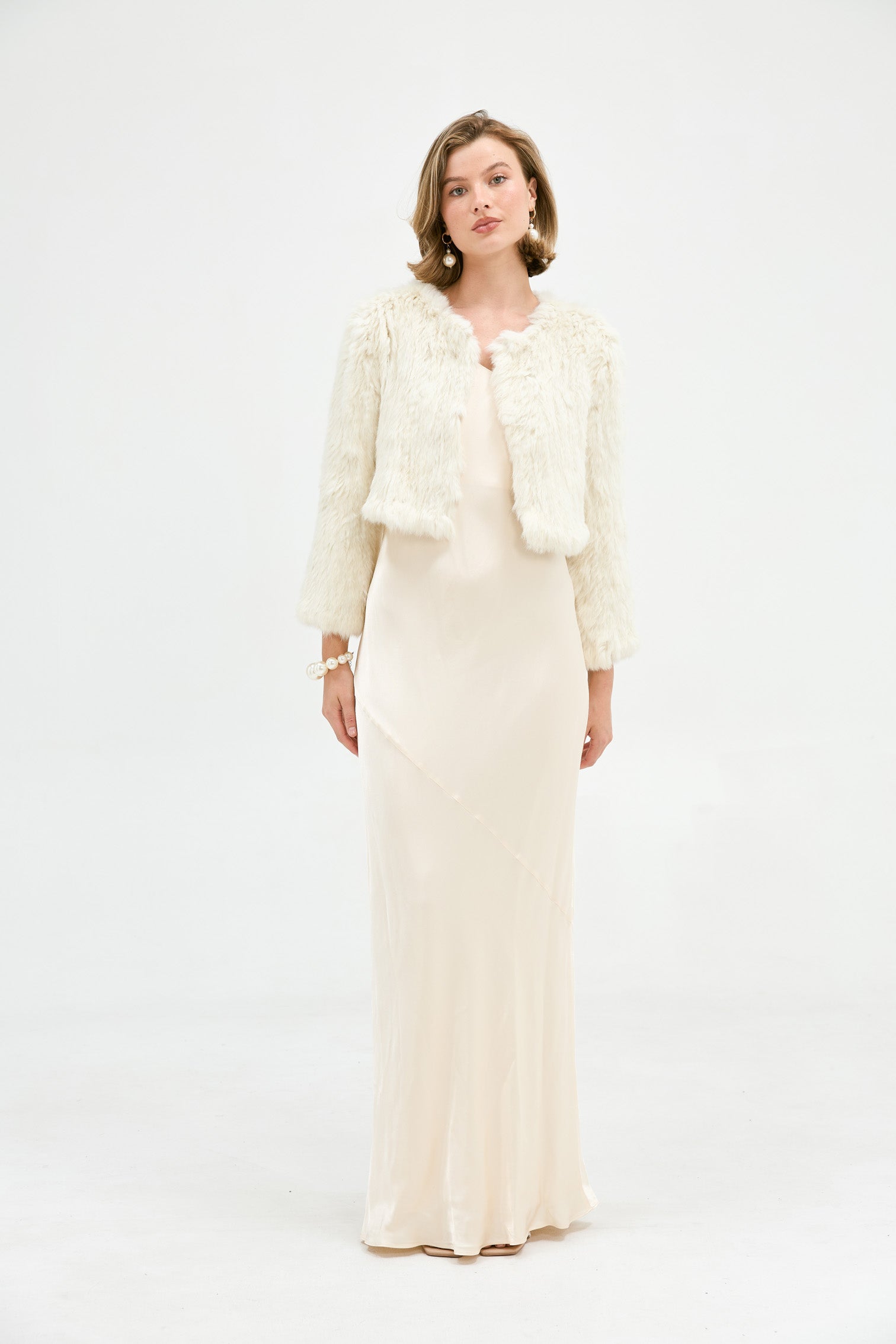 Bridal Lola Crop Jacket - Ivory JACKET Bubish Luxe