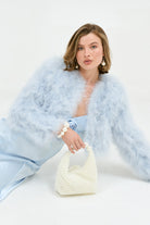 Manhattan Crop Jacket - Powder Blue JACKET Bubish Luxe