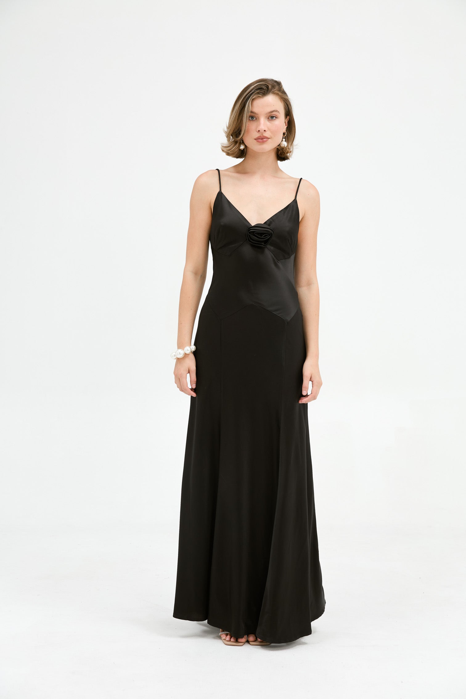 Savannah Rosette Gown - Black DRESS Bubish Luxe