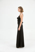 Savannah Rosette Gown - Black DRESS Bubish Luxe