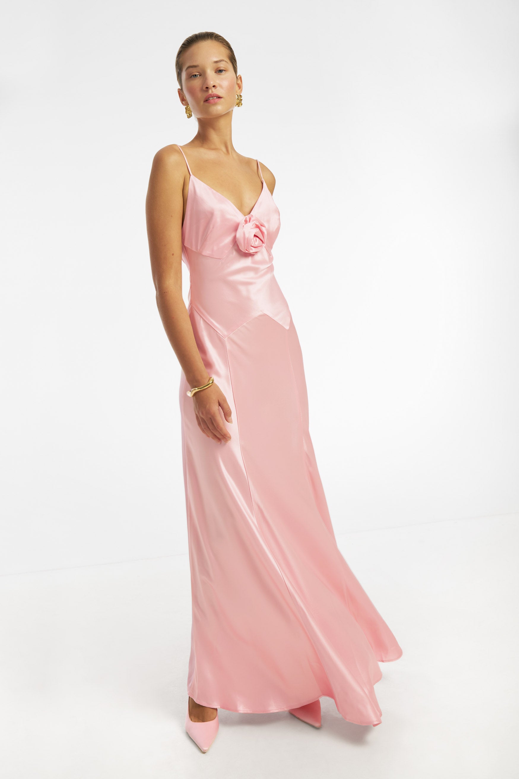 ワンピース PINK ROSE DRESS Savannah Rosette Gown - Rose Pink | DRESSES | bubish