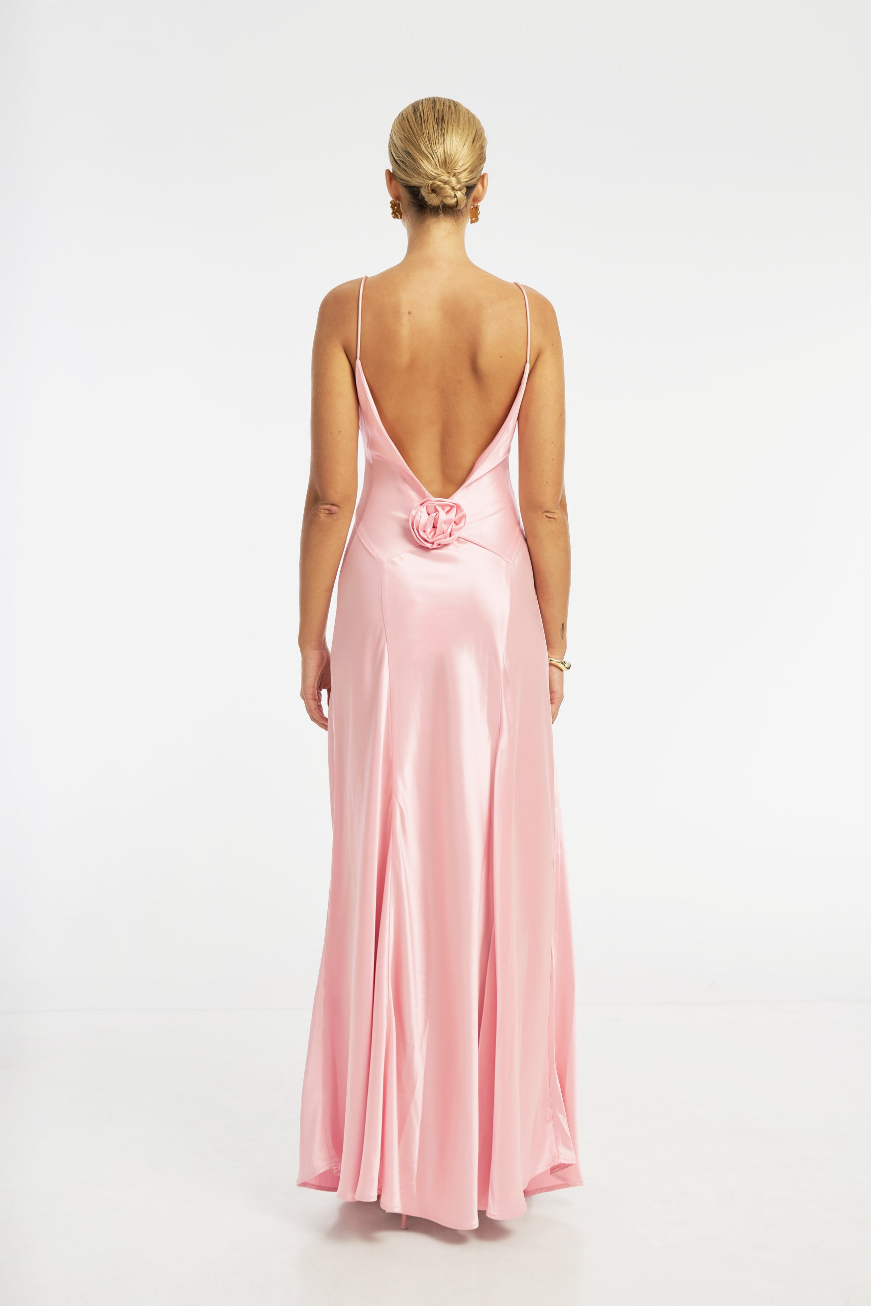 Savannah Rosette Gown - Rose Pink DRESS Bubish Luxe