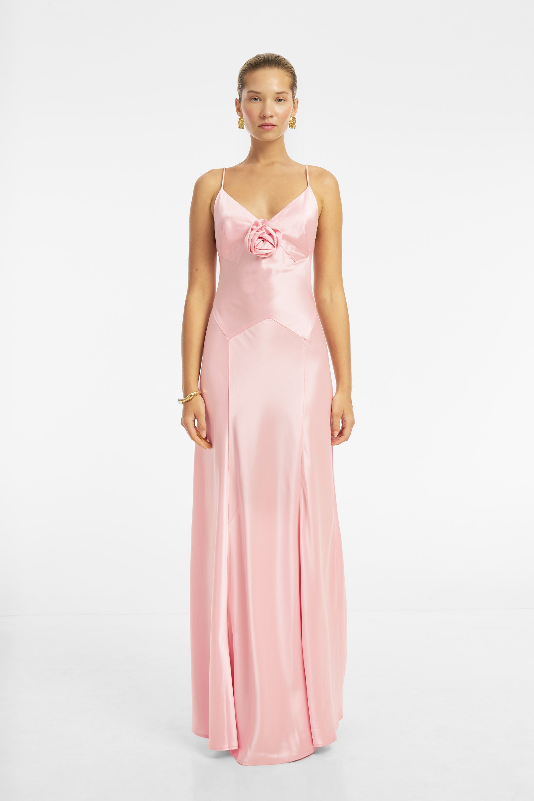 Savannah Rosette Gown - Rose Pink DRESS Bubish Luxe