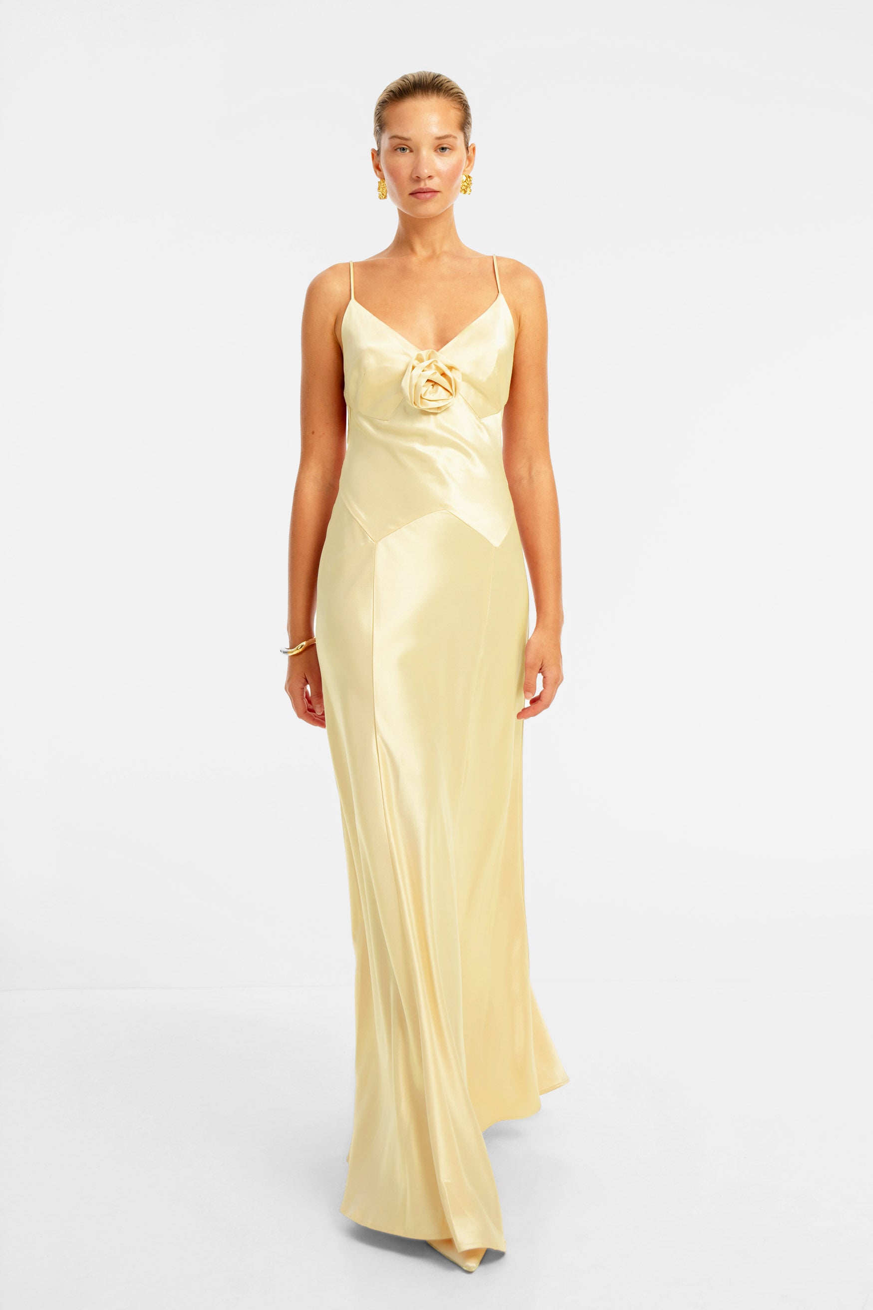 Savannah Rosette Gown - Yellow DRESS Bubish Luxe