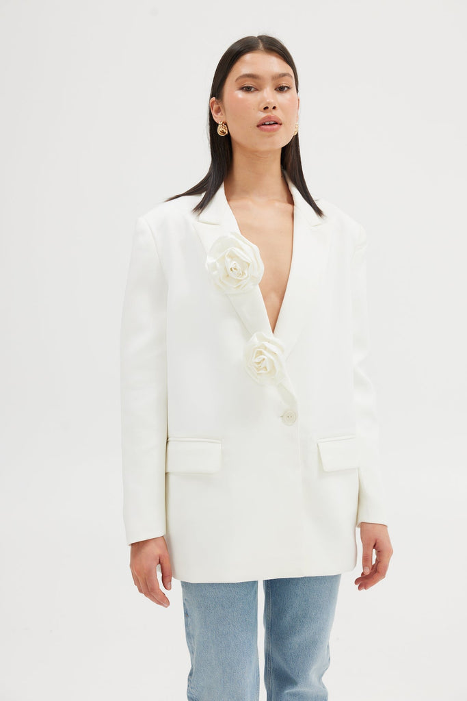 Mimi Rosette Blazer - White JACKET Bubish Luxe 