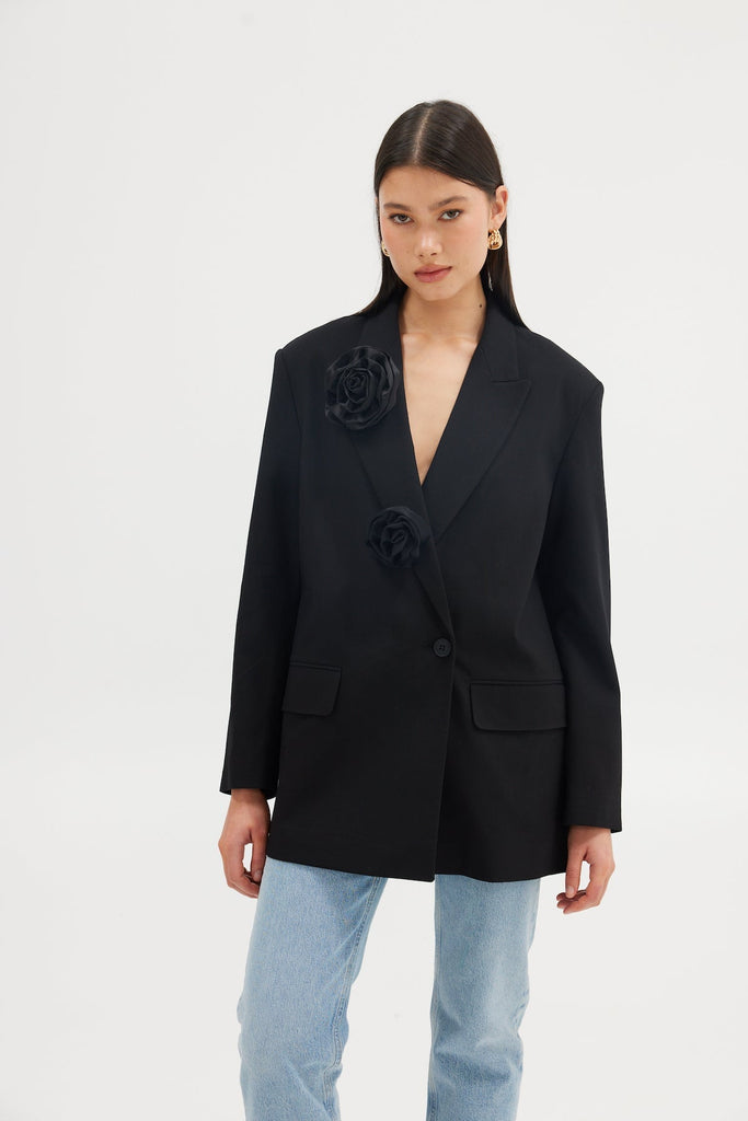 Mimi Rosette Blazer - Black JACKET Bubish Luxe 