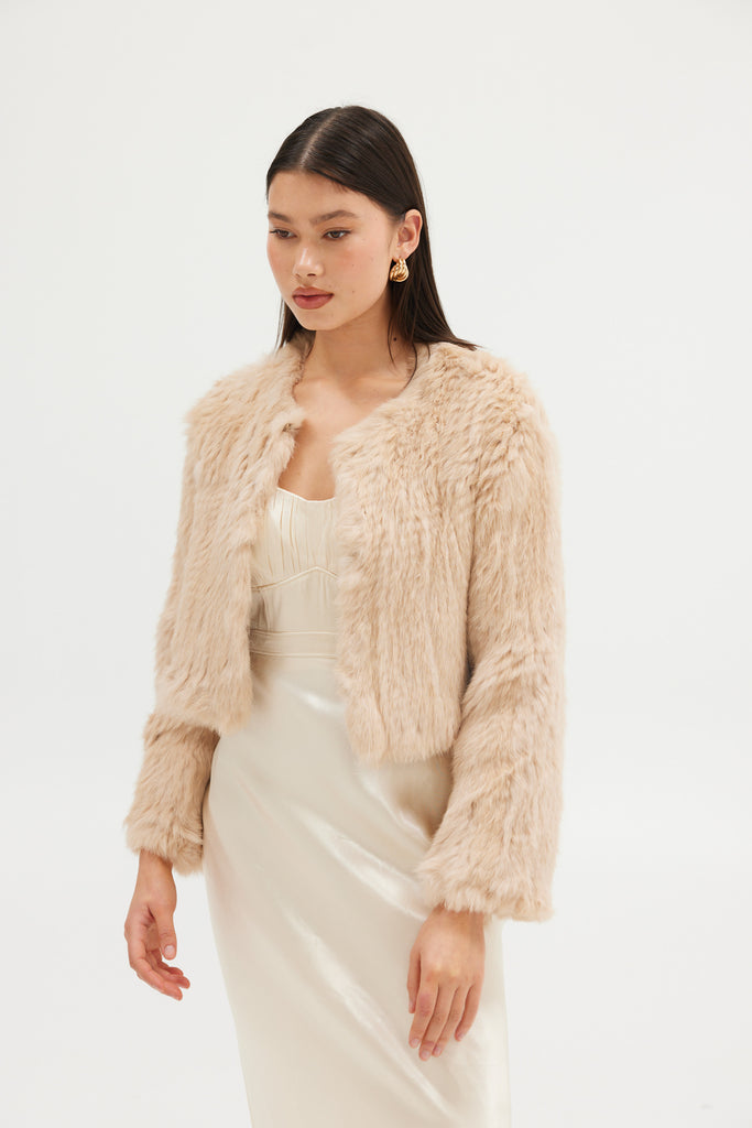 Lola Crop Jacket - Creme Brulee JACKET Bubish Luxe