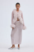 bubish Gigi Sheer Feather Blouse Lilac TOP