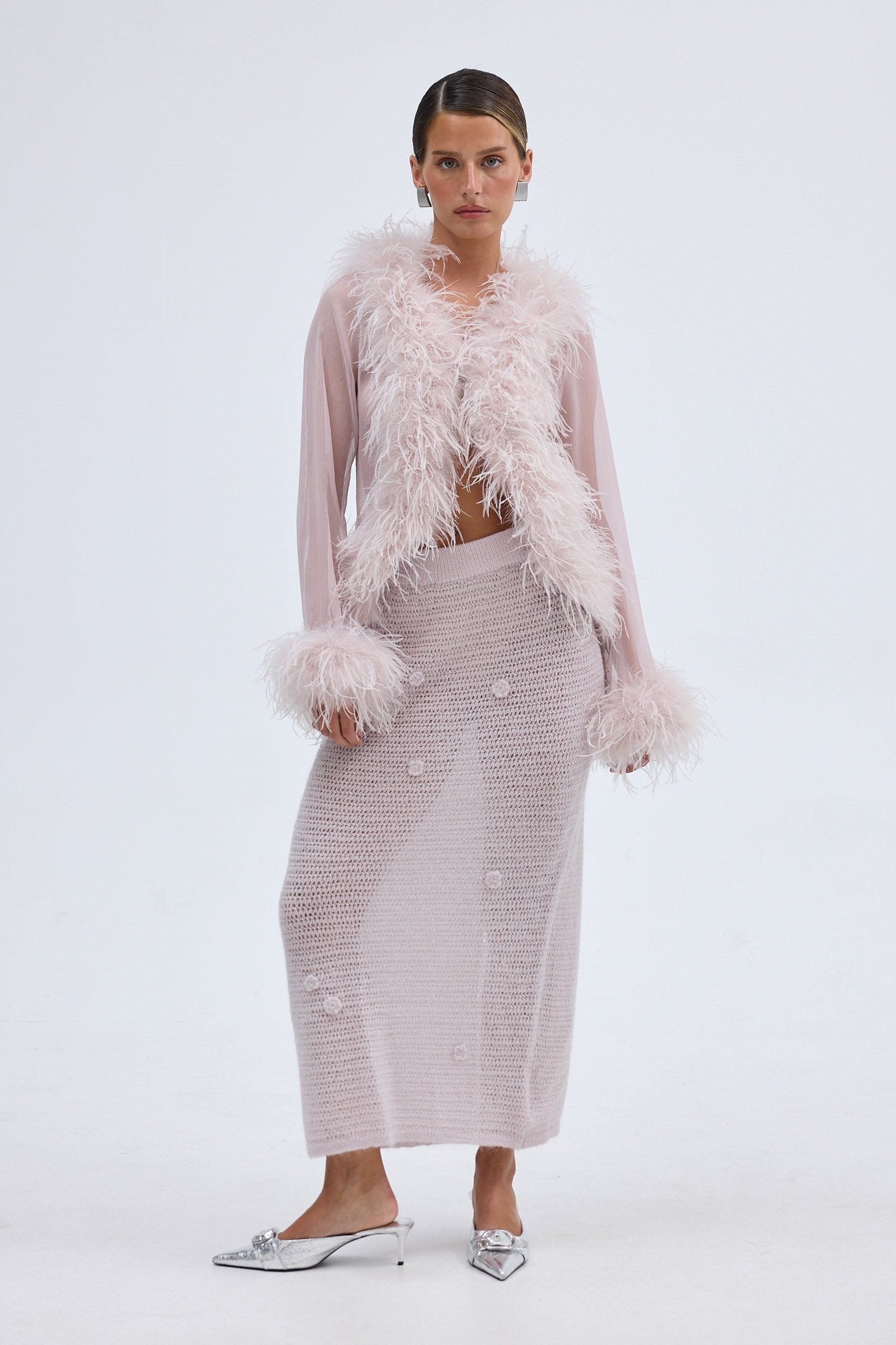 bubish Gigi Sheer Feather Blouse Lilac TOP