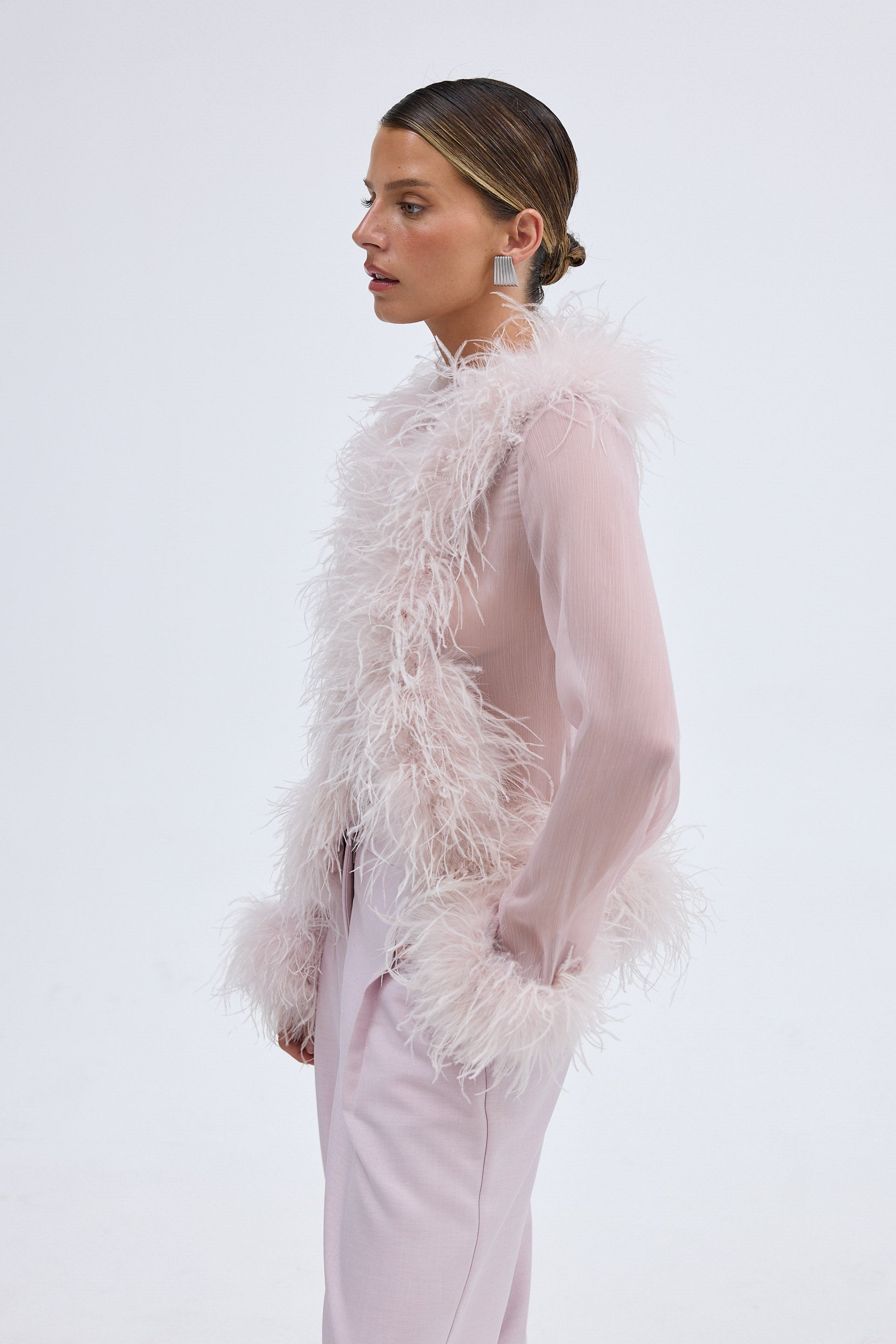 bubish Gigi Sheer Feather Blouse Lilac TOP