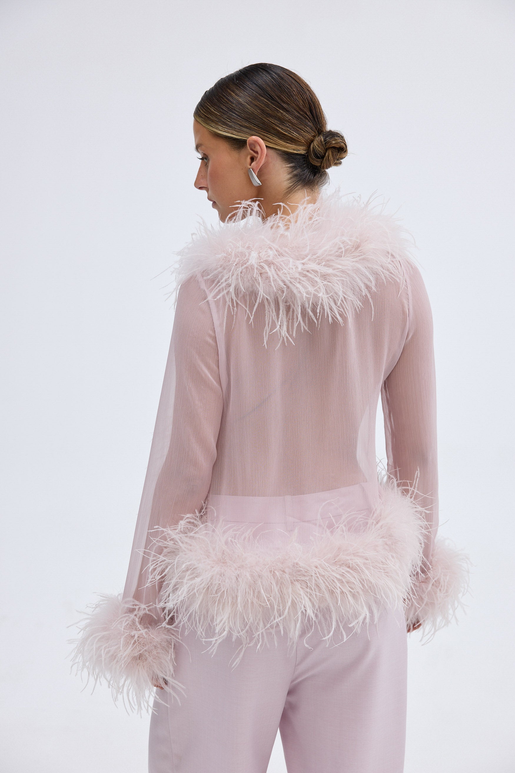 bubish Gigi Sheer Feather Blouse Lilac TOP