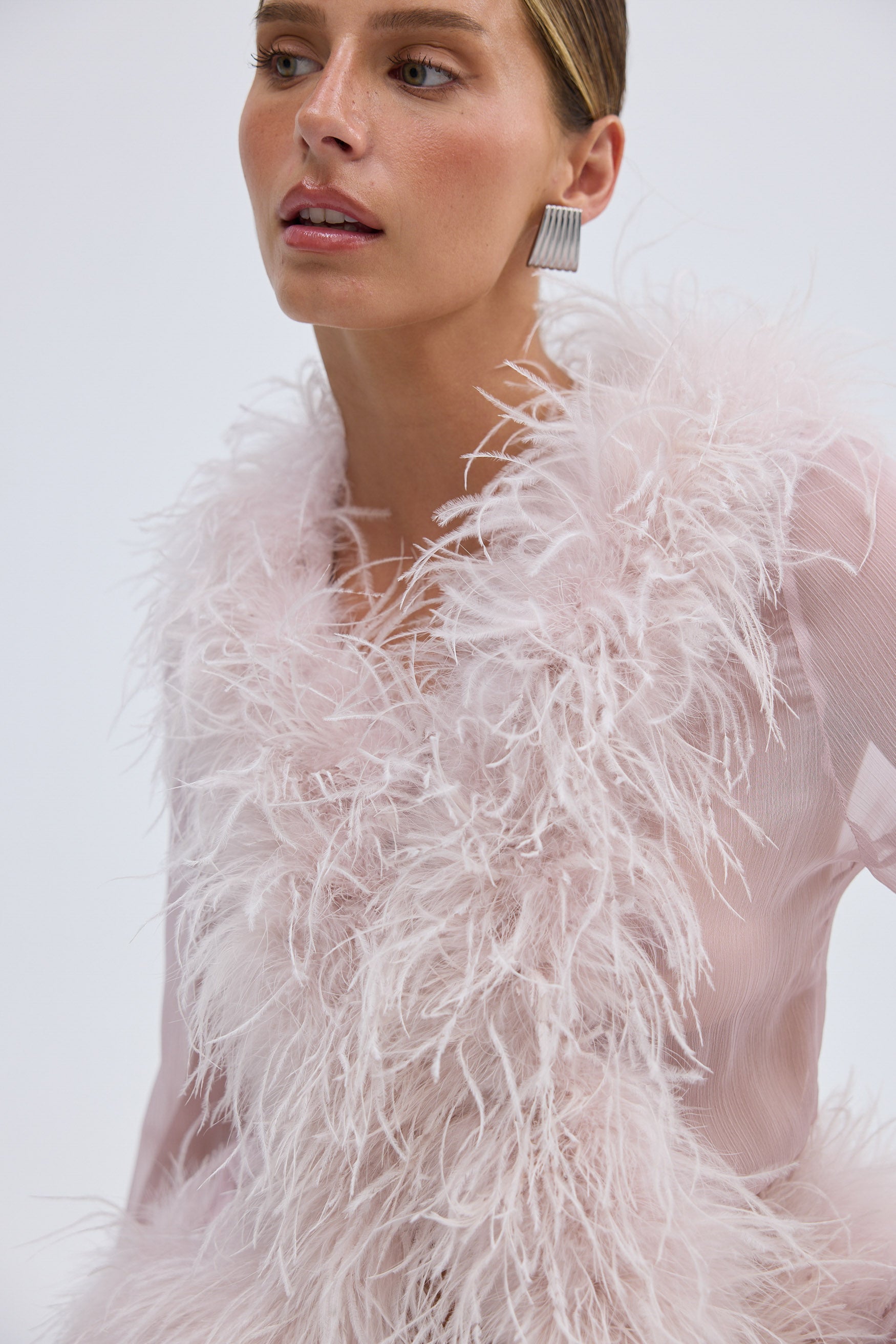 bubish Gigi Sheer Feather Blouse Lilac TOP